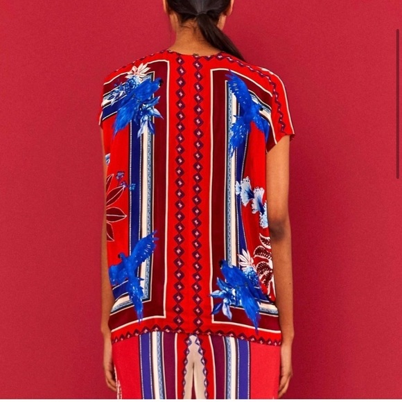 Farm Rio Macaw Scarf Blouse + Macaw Scarf Straight-Leg Pants - Picture 4 of 13